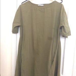 Zara midsleeve Modest navy green dress